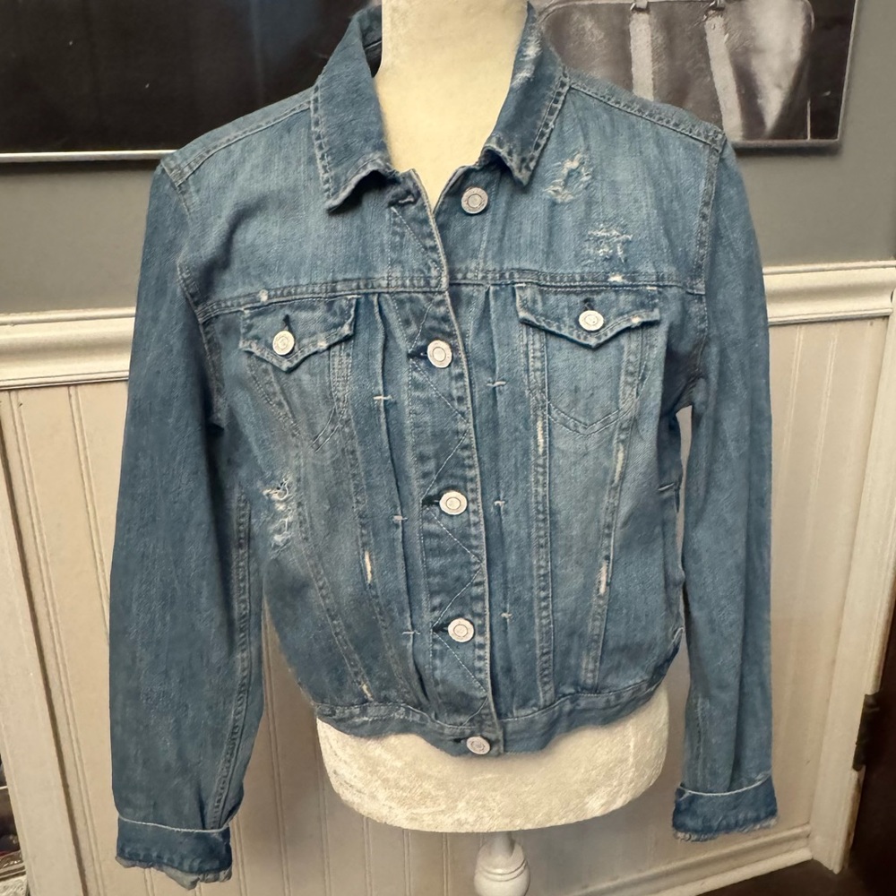 American Eagle Outfitters Distressed Denim Jean Jacket